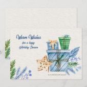 Holiday Season Blue Grußkarte Feiertagskarte (Vorne/Hinten)