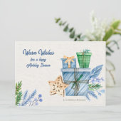 Holiday Season Blue Grußkarte Feiertagskarte (Stehend Vorderseite)