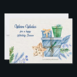 Holiday Season Blue Grußkarte Feiertagskarte<br><div class="desc">Eine Aquarellkarte mit Geschenken, Kiefernästen, Beeren und Sternschmuck. (Bild von pikisuperstar auf Freepik). Die Karte lässt sich leicht mit Ihren Formulierungen, Schriftart und Schriftart anpassen. Nicht genau das, was Sie suchen? Alle unsere Produkte können auf Ihre Bedürfnisse zugeschnitten werden, ohne Aufpreis. Kontaktieren Sie uns einfach unter askcottonlamb@gmail.com. Die Abstimmung der...</div>