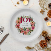 Holiday Season Joy Wreath Botanical Pappteller