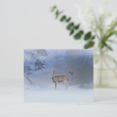 Holiday Seasons Greetings Blue Bird Deer Postkarte (Stehend Vorderseite)