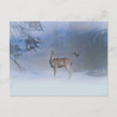 Holiday Seasons Greetings Blue Bird Deer Postkarte (Vorderseite)