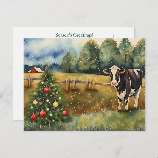 Holiday Seasons Greetings Country Barn  Postkarte (Vorne/Hinten)