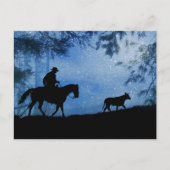 Holiday Seasons Greetings Cowboy Cattle Postcard Postkarte (Vorderseite)