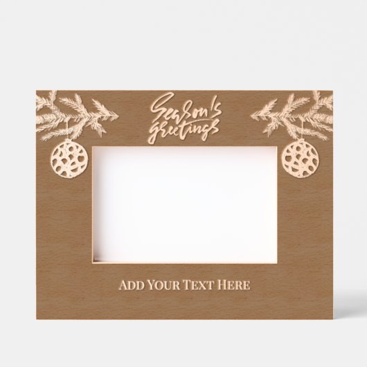 Holiday Seasons Greetings Fir Branch Custom Text Geätzte Rahmen (Vorderseite)