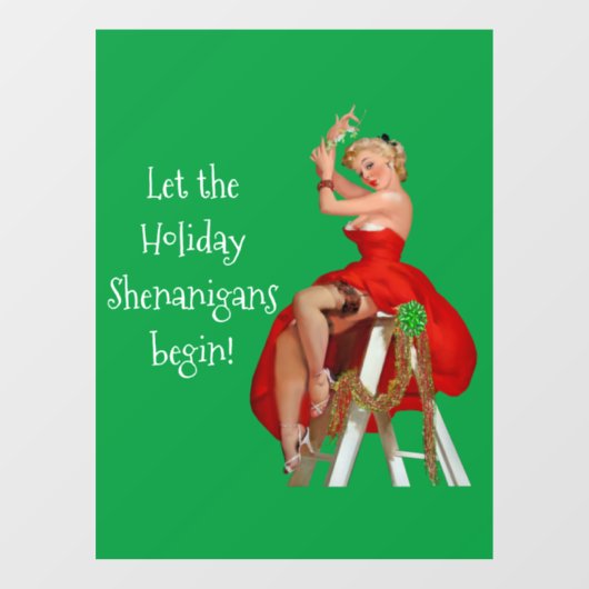 Holiday Shenanigans Retro Pinup Weihnachten Fensteraufkleber (Blatt)