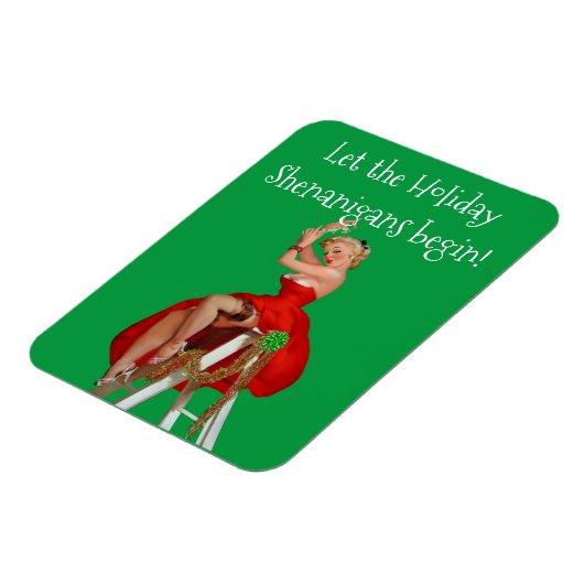 Holiday Shenanigans Retro Pinup Weihnachten Magnet (Linke Seite)