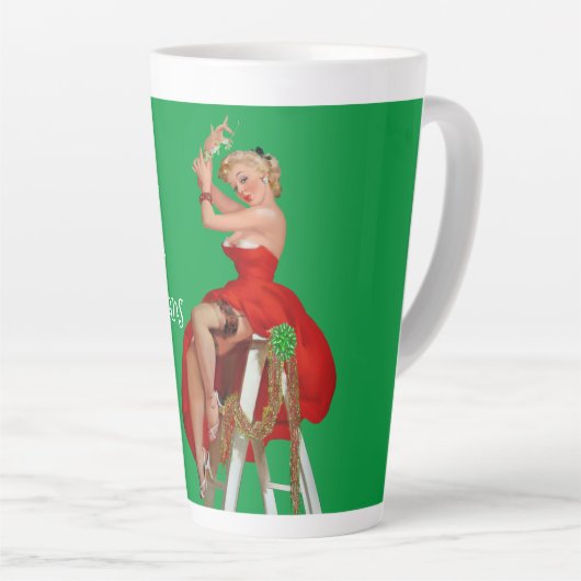 Holiday Shenanigans Retro Pinup Weihnachten Milchtasse (Rechte Ecke)