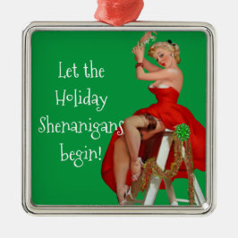 Holiday Shenanigans Retro Pinup Weihnachten Ornament Aus Metall