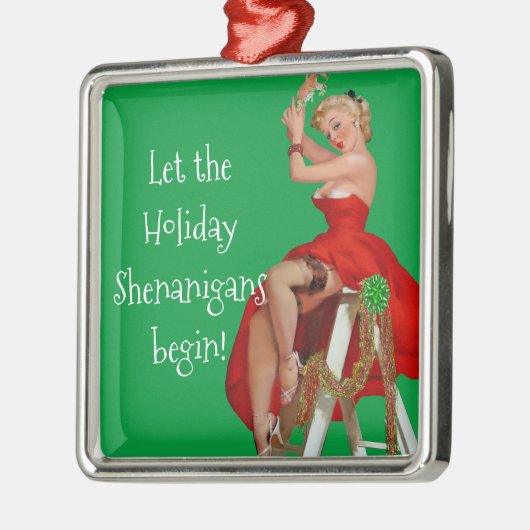 Holiday Shenanigans Retro Pinup Weihnachten Ornament Aus Metall (Links)