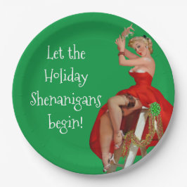 Holiday Shenanigans Retro Pinup Weihnachten Pappteller