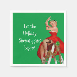 Holiday Shenanigans Retro Pinup Weihnachten Serviette