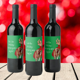 Holiday Shenanigans Retro Pinup Weihnachten Weinetikett
