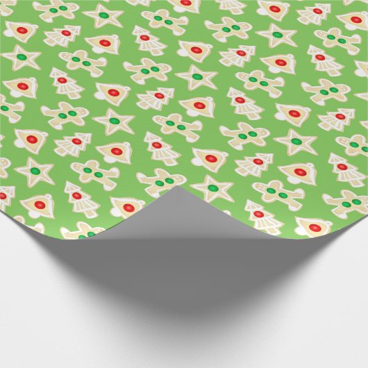 Holiday Shortbrett Cookies Grün Weihnachten Geschenkpapier (Ecke)