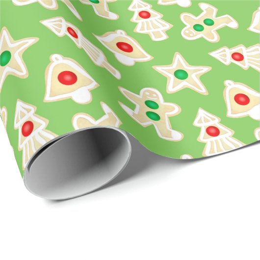Holiday Shortbrett Cookies Grün Weihnachten Geschenkpapier (Rolleneckpunkt)