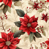 Holiday Shower Curtain with Classic Xmas Flowers Duschvorhang