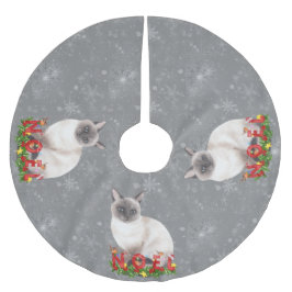 Holiday Siamese Cats Wasserfarbe Polyester Weihnachtsbaumdecke