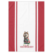 Holiday Siberian Husky Red Tableclout Tischdecke (Vorderseite)