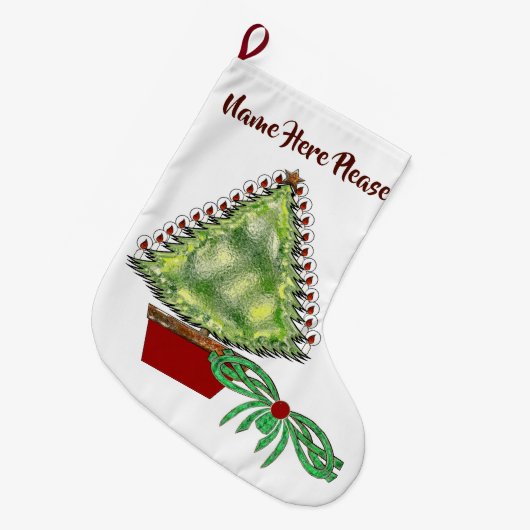 Holiday Silver Bells Großer Weihnachtsstrumpf (Vorderansicht (hängend))