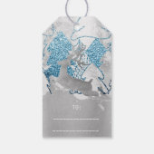 Holiday Silver Blue Grau Weihnachtsgrundel Reindee Geschenkanhänger (Rückseite)