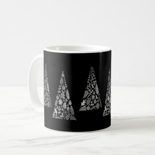 Holiday Silver Tree Black Elegante Kaffeetasse (Vorderseite Links)
