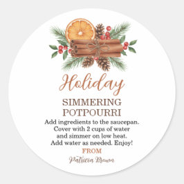 Holiday Simmering Potpourri Personalized Runder Aufkleber