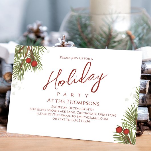 Holiday Simple Calligraphy Script Greenerries Einladung