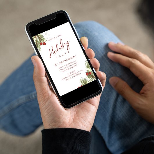 Holiday Simple Calligraphy Script Greenerries Einladung