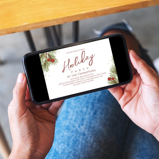 Holiday Simple Calligraphy Script Greenerries Einladung