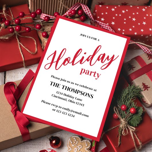 Holiday Simple Cute Calligraphy Script Minimalist Einladung