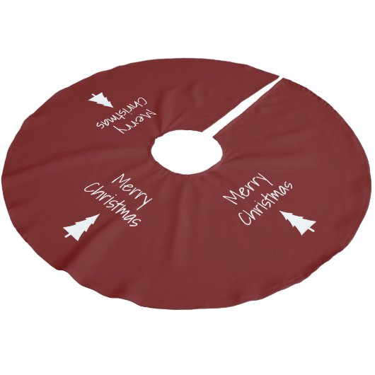 Holiday Simple Red Typografy Christmas Polyester Weihnachtsbaumdecke (Schrägansicht)