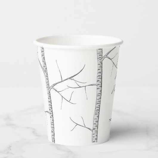 Holiday Simple Winter Red Kardinal Birch Tree Pappbecher (Vorderseite)