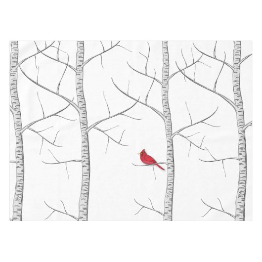 Holiday Simple Winter Red Kardinal Birch Tree Tischdecke (Vorderseite (Horizontal))