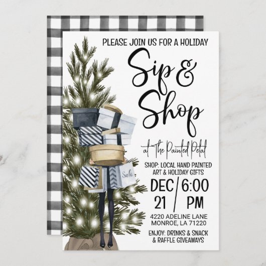 Holiday Sip and Shop Einladung (Vorne/Hinten)
