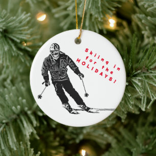 Holiday Skier - Abfahrt Skifahren Keramik Ornament