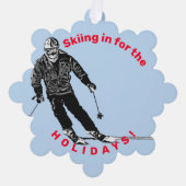 Holiday Skier - Abfahrt Skifahren Ornament Karte (Vorderseite)
