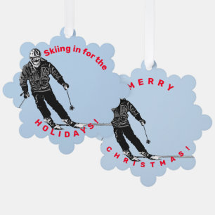 Holiday Skier - Abfahrt Skifahren Ornament Karte