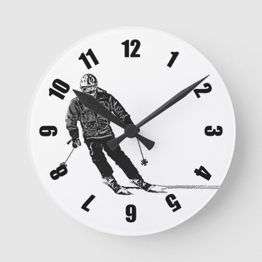 Holiday Skier - Abfahrt Skifahren Runde Wanduhr (Vorderseite)