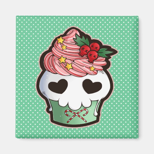 Holiday Skull Cupcake Magnet (Vorne)