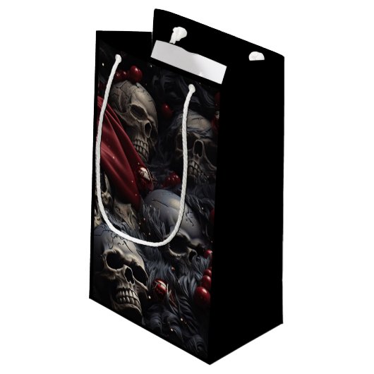 Holiday Skull Geschenktasche (schwarz) Kleine Geschenktüte (Rückseite Schrägansicht)