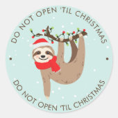 Holiday Sloth - Fügen Sie Ihren eigenen Text Weihn Runder Aufkleber (Vorderseite)