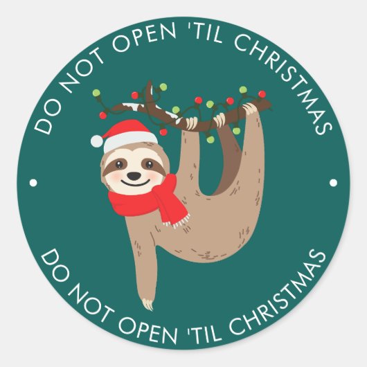 Holiday Sloth - Fügen Sie Ihren eigenen Text Weihn Runder Aufkleber (Vorderseite)