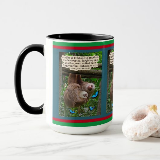 Holiday Sloth Scripture: Ephesianer 4:32 Tasse (Mit Donut)