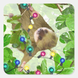 Holiday Sloth Square Sticker