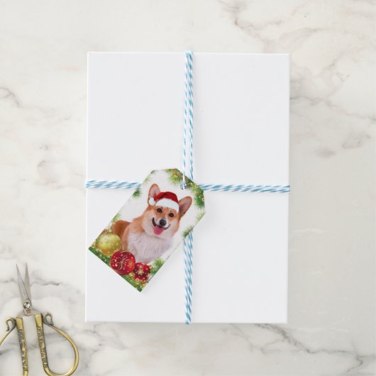 Holiday Smiling Welsh Corgi Geschenkanhänger (Mit Garn)