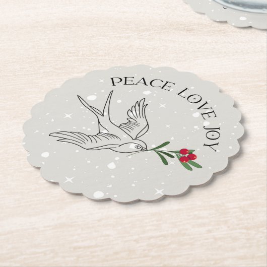 Holiday Snow Bird Berries Drinks Untersetzer (angewinkelt)