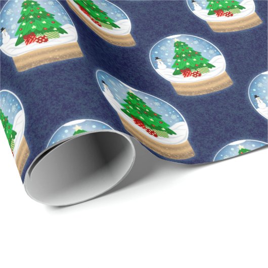 Holiday Snow Globe Christmas Tree Pattern Geschenkpapier (Rolleneckpunkt)