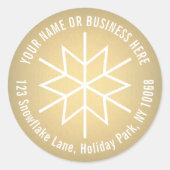 Holiday Snow Imitate Gold Fossil Rücksendeadressen Runder Aufkleber (Vorderseite)