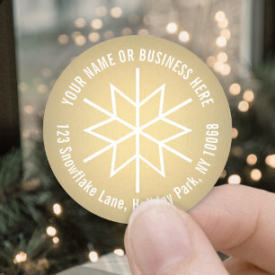 Holiday Snow Imitate Gold Fossil Rücksendeadressen Runder Aufkleber