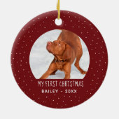 Holiday Snow Mein erster Weihnachtsmann Rot Keramik Ornament (Hinten)